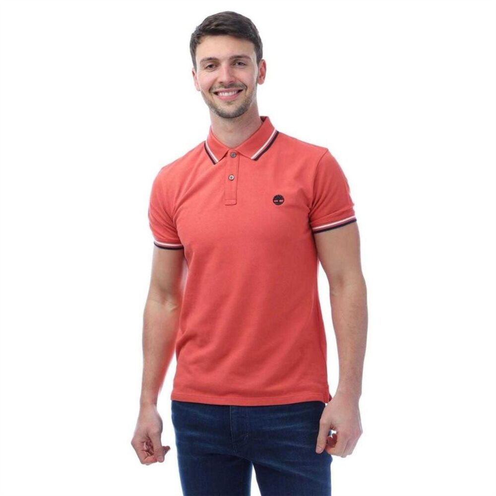 Timberland Mens Oyster River Cotton Polo Shirt / Pink